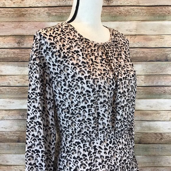Rebecca Taylor Womens Size 8 100% Silk Leopard Print Long Sleeve Short Dress - Picture 3 of 9